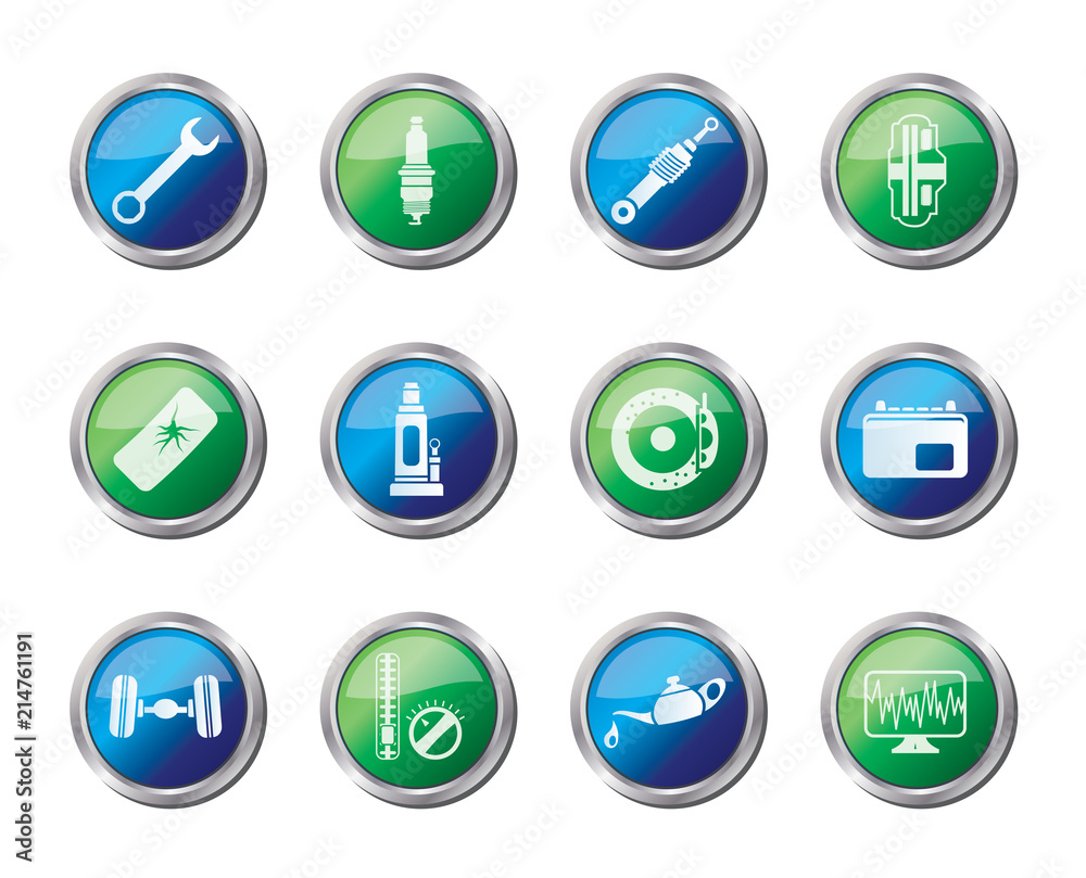 Car Parts and Services icons over colored background - Vector Icon Set 1 Car Parts and Services icons over colored background - Vector Icon Set 1