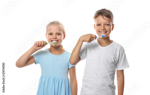 Cute little children brushi...