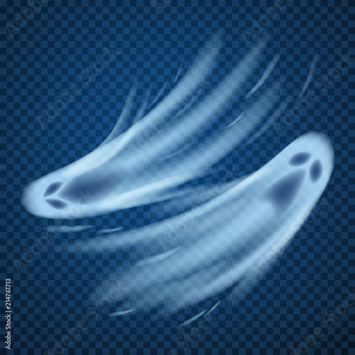 Realistic ghosts isolated on transparent. Vector illustration of 3d symbol of halloween.