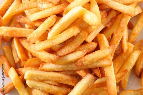 close up on french fries.