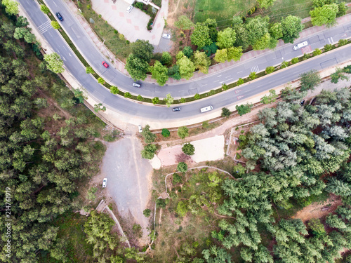 Aerial Drone View of Ugur Mumcu Aydos Forest in Istanbul / Kartal