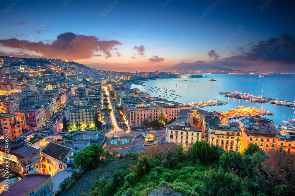 Fototapeta premium Naples, Italy. Aerial cityscape image of Naples, Campania, Italy during sunrise.