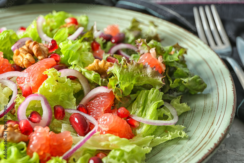 Delicious fresh salad on plate, closeup Delicious fresh salad on plate, closeup