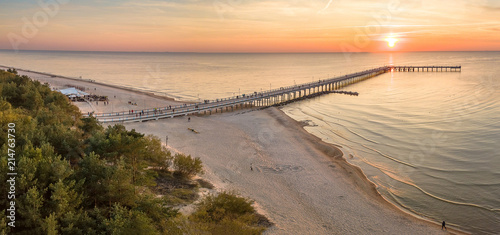 Drone aerial view of Palanga bridge, Lithuania