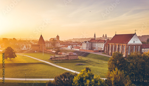 Autumm fog over Kaunas old town, Lithuania