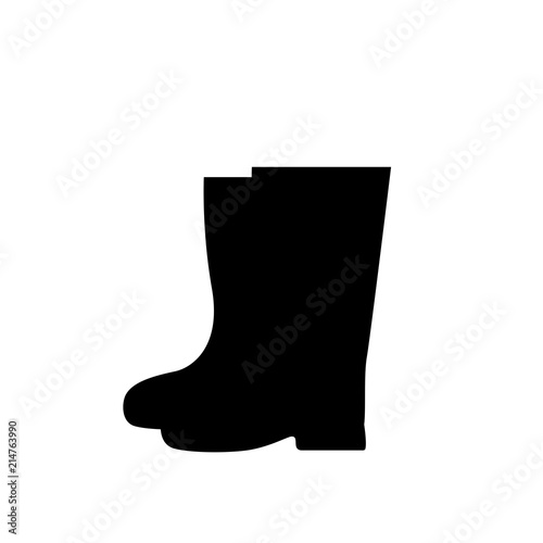 Black silhouette of gardener high rubber boots isolated on white background.