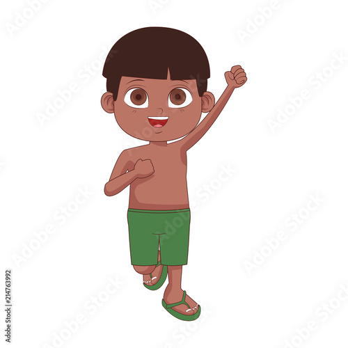 Cute boy in swim suit cartoon vector illustration graphic design