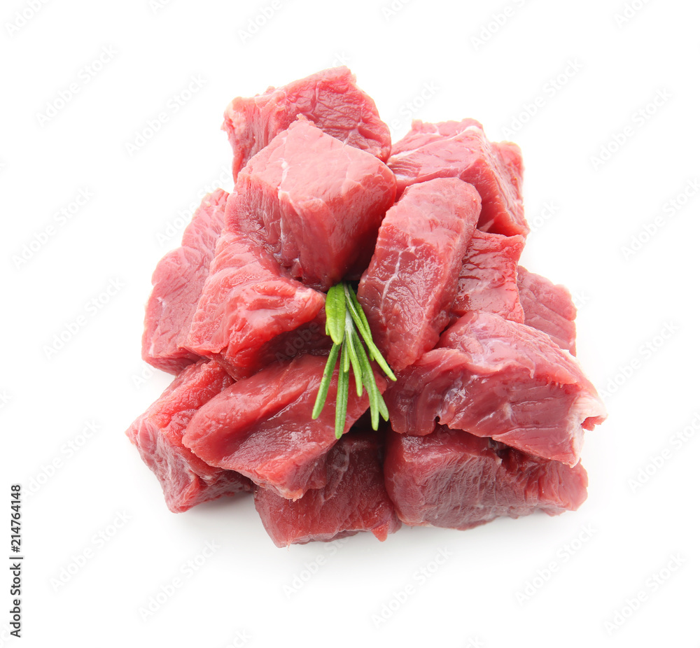 Fresh raw cut meat on white background Fresh raw cut meat on white background