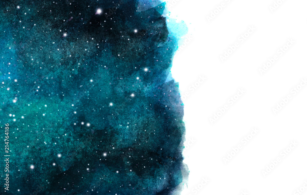 Obraz premium Tło nocne niebo akwarela z gwiazdami. kosmiczny układ z miejscem na tekst.
