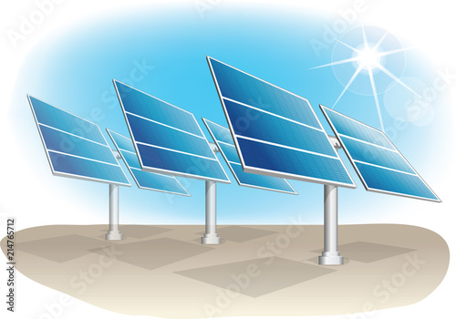 Vector industrial installation. Solar panels