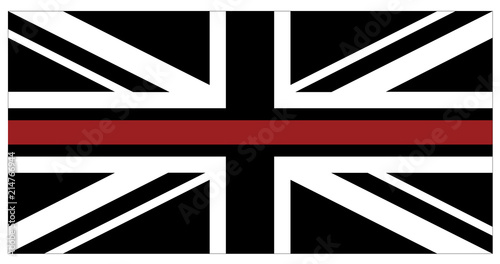 britainBlack flag of United Kingdom with red thin line which represents firefighters in UK