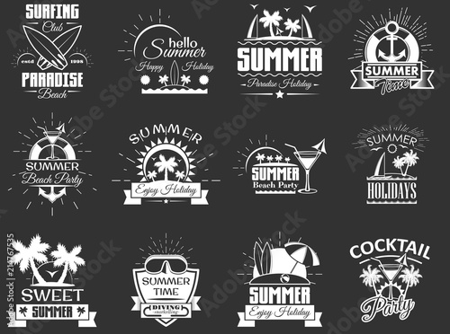 Vector set of vintage summertime labels, emblems