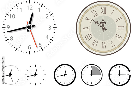 Vector set of classic clocks and icons