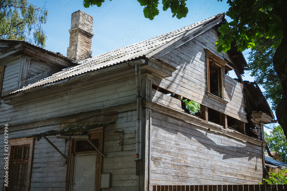 old unpainted wooden building after a fire