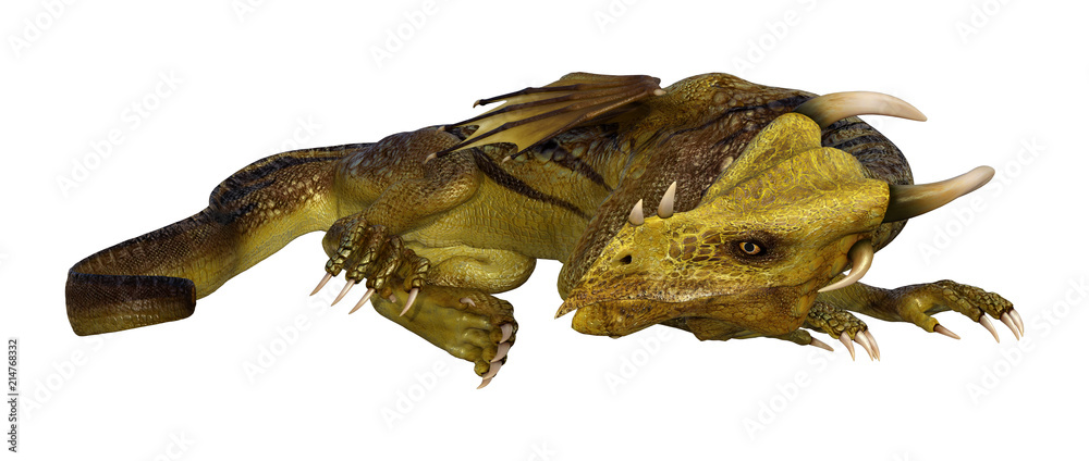 Fototapeta premium 3D Rendering Fantasy Dragon on White
