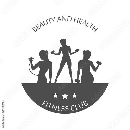 fitness club logotype, sport style vector illustration.