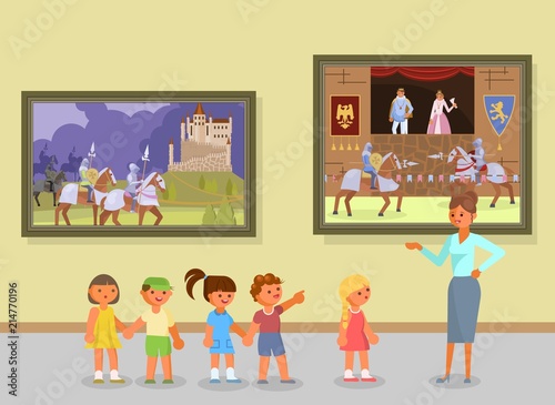Art museum excursion vector illustration