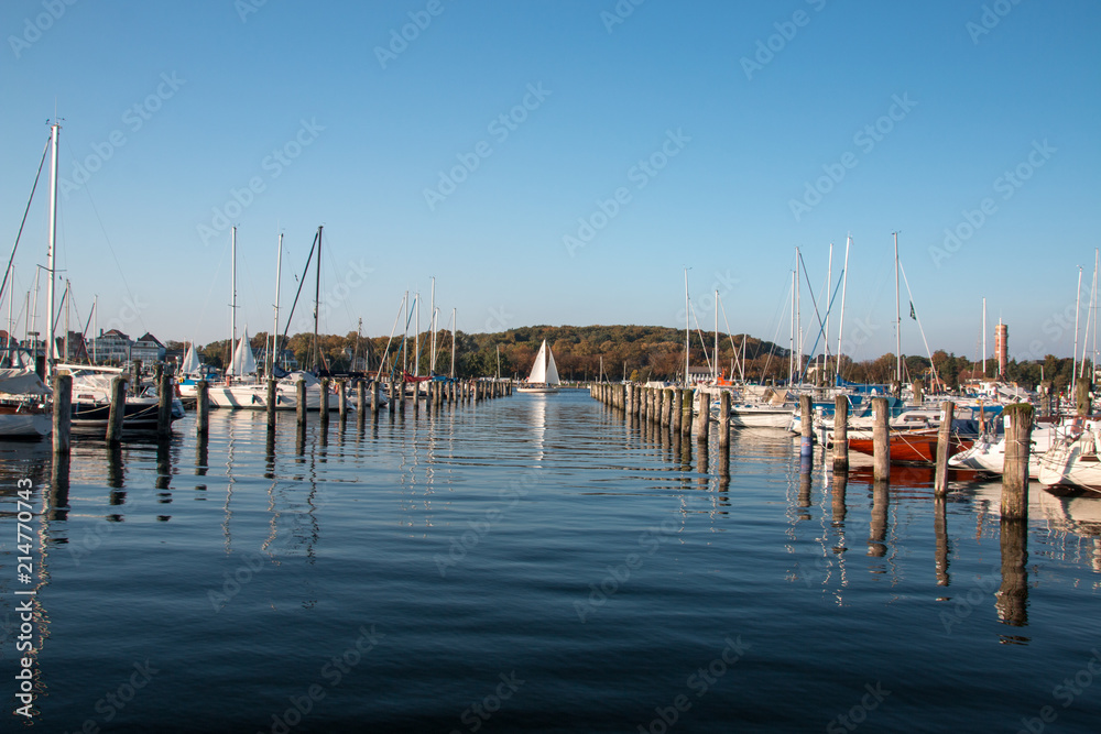 Saling boats in the harbour in Germany