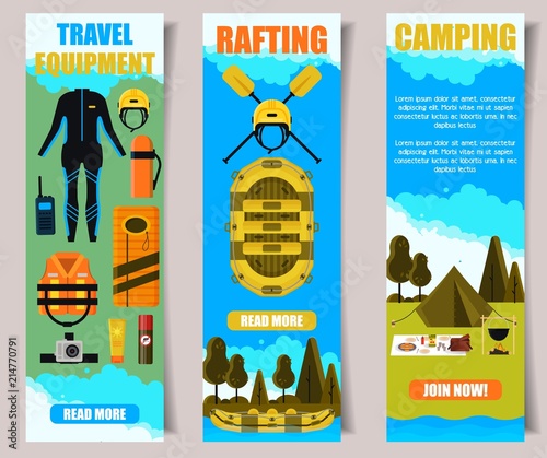 Travel vector banner web template set