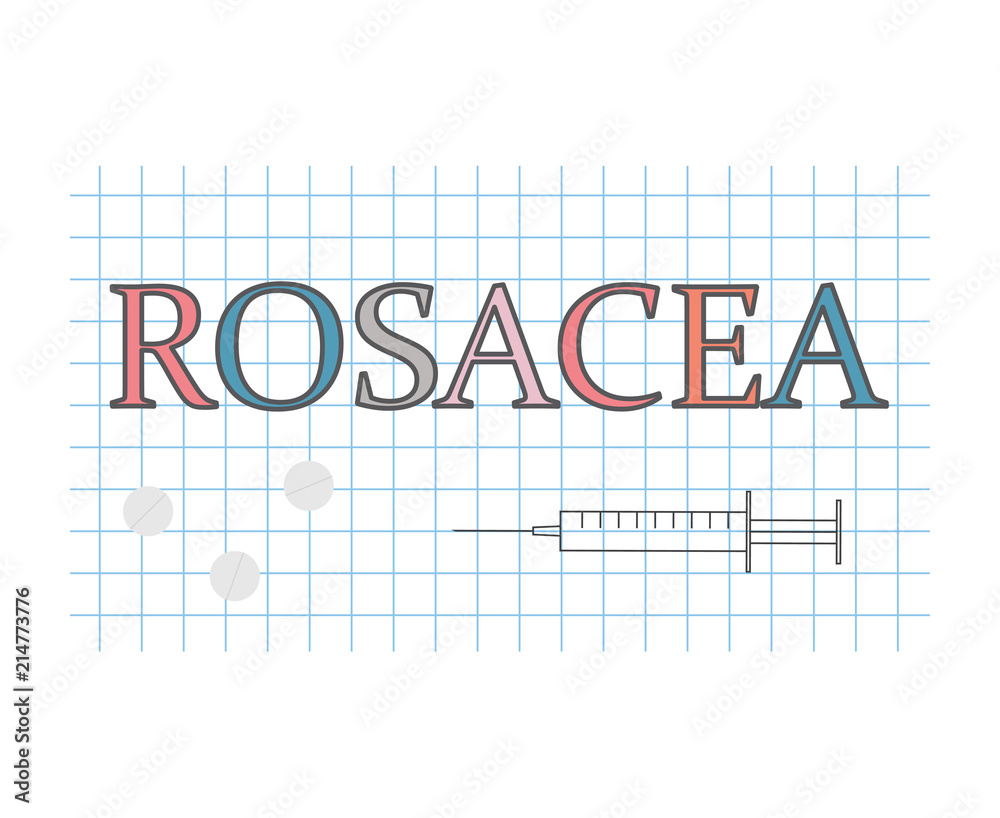 Rosacea word on checkered paper sheet- vector illustration