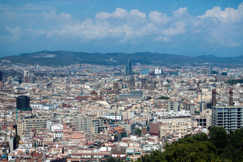 City view of the skyline of barcelona