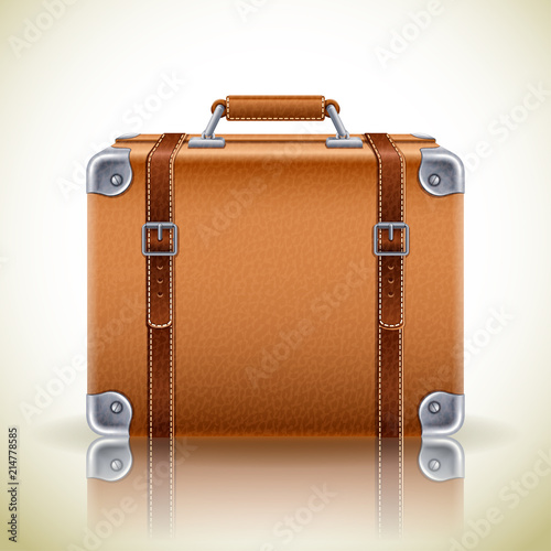 Vector illustration - Leather brown vintage suitcase for travel,eps10.