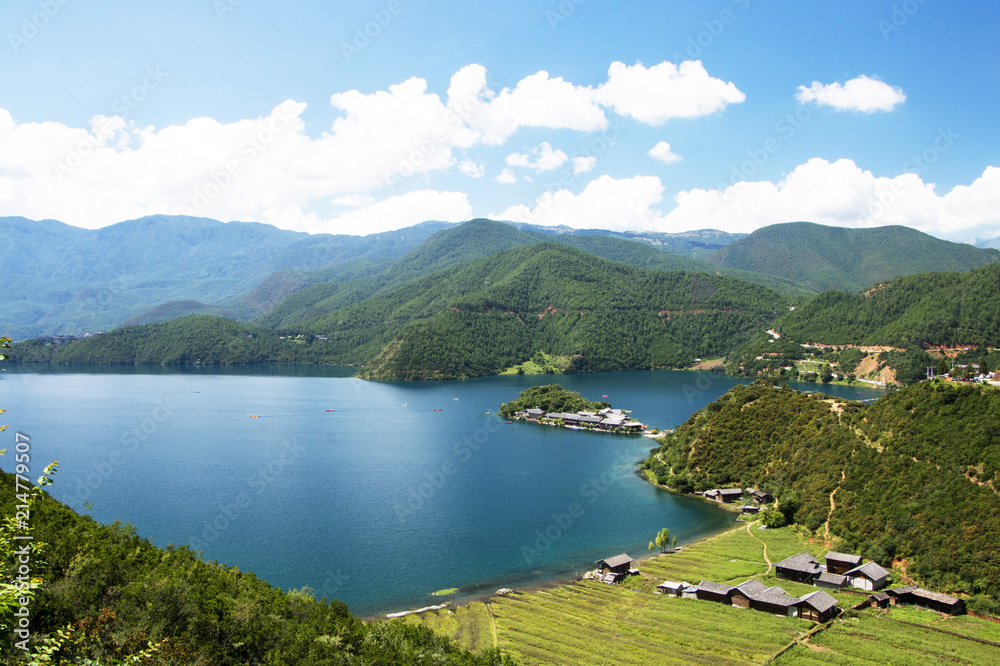 The scenery of Lige island, lugu lake, lijiang, yunnan, China