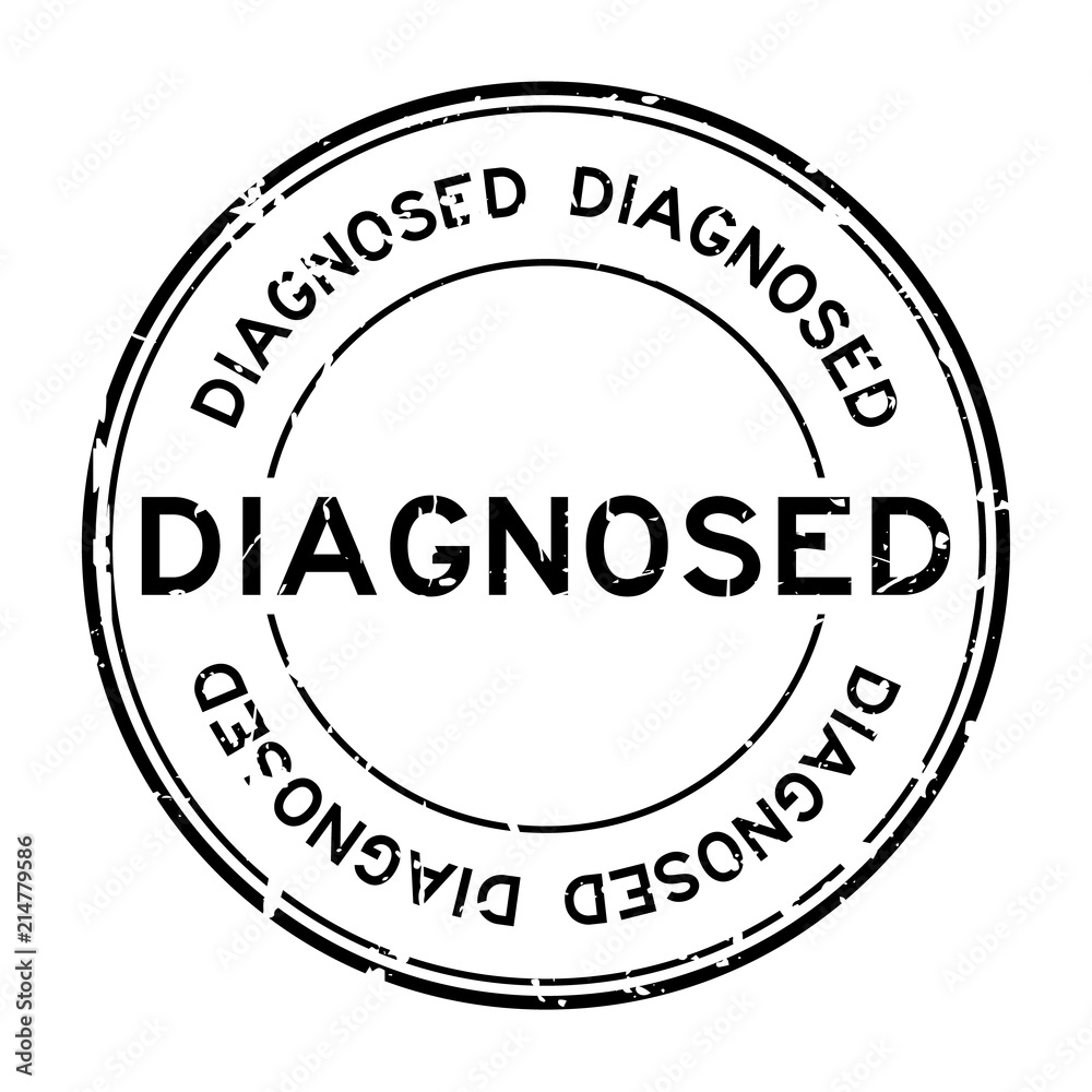Grunge black diagnosed word round rubber seal stamp on white background