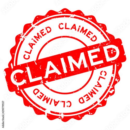 Grunge red claimed word round rubber seal stamp on white background