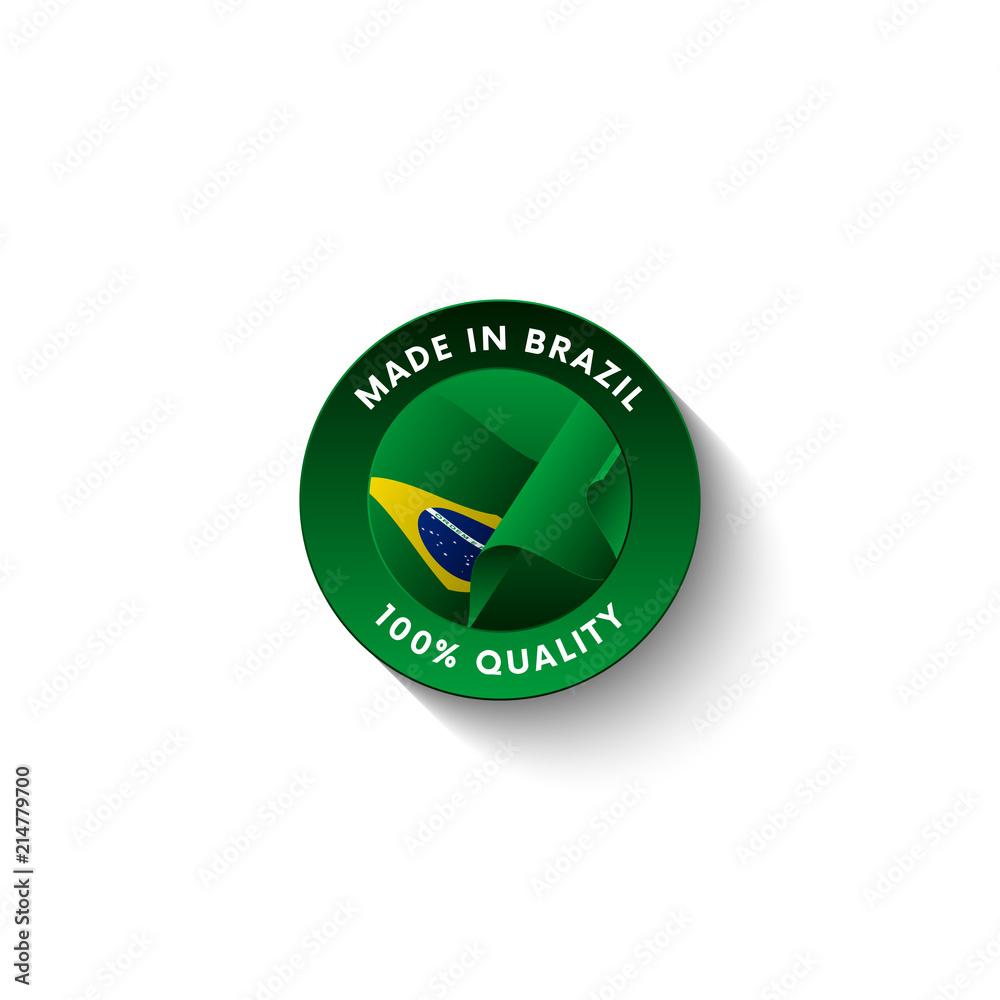Made in Brazil badge with Brazil flag. Badge with long shadow. Vector illustration. Made in Brazil badge with Brazil flag. Badge with long shadow. Vector illustration.