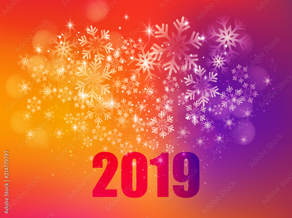 Merry Christmas Background with Snow and Lights.