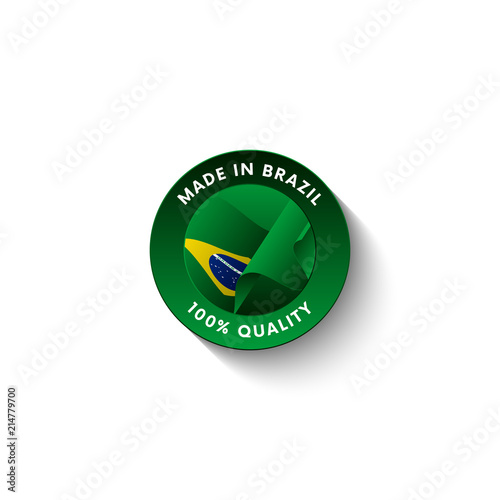 Free Download Made in Brazil badge with Brazil flag. Badge  with long shadow. Vector illustration.  - GFXLoad