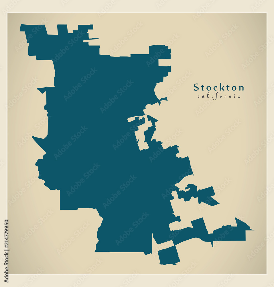 Modern City Map - Stockton California city of the USA