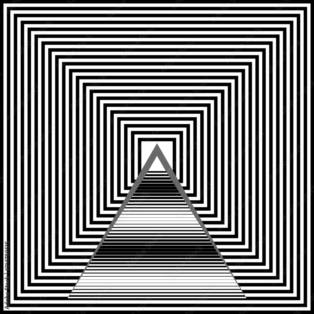 Abstract black and white striped background. Geometric pattern with visual distortion effect. Optical illusion. Op art. Abstract black and white striped background. Geometric pattern with visual distortion effect. Optical illusion. Op art.