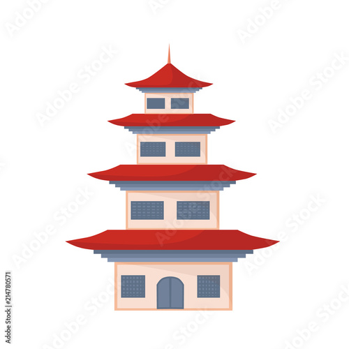 Japan culture symbol vector illustration. Colorful Japanese temple icon isolated on white background.
