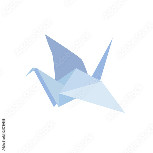 Japan culture symbol vector illustration. Colorful Japanese origami crane icon isolated on white background.