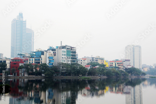 A panorama of Hanoi around Truc Bach lake, Vietnam