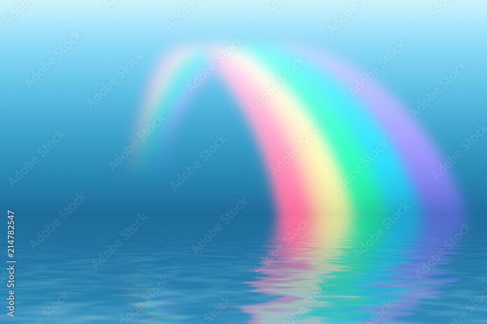 Rainbow reflecting in water surface. Rainbow reflecting in water surface.