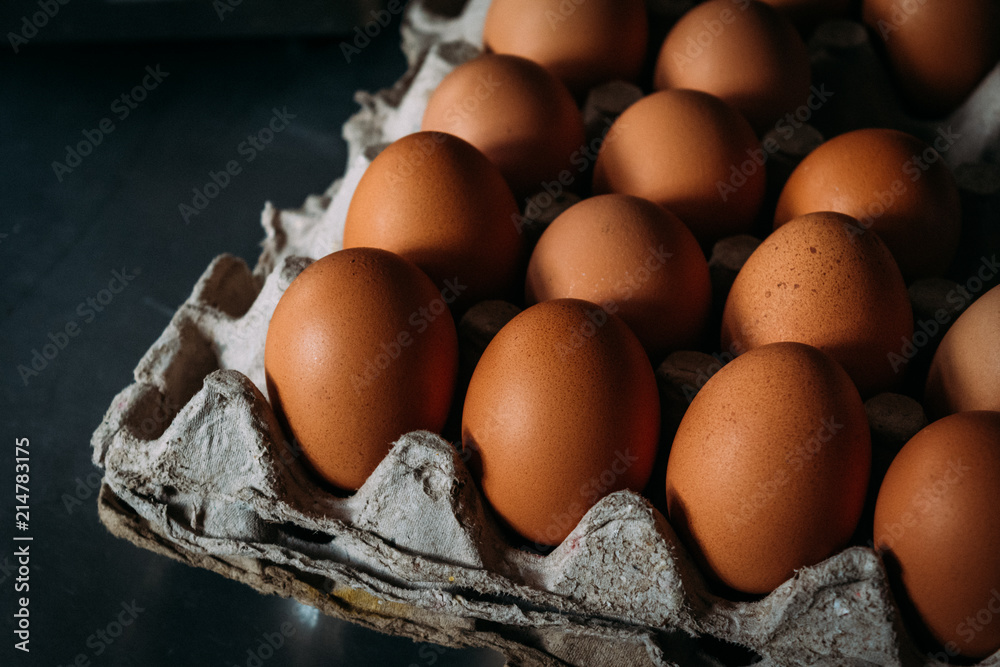 Close-up view of raw chicken eggs. Close-up view of raw chicken eggs.