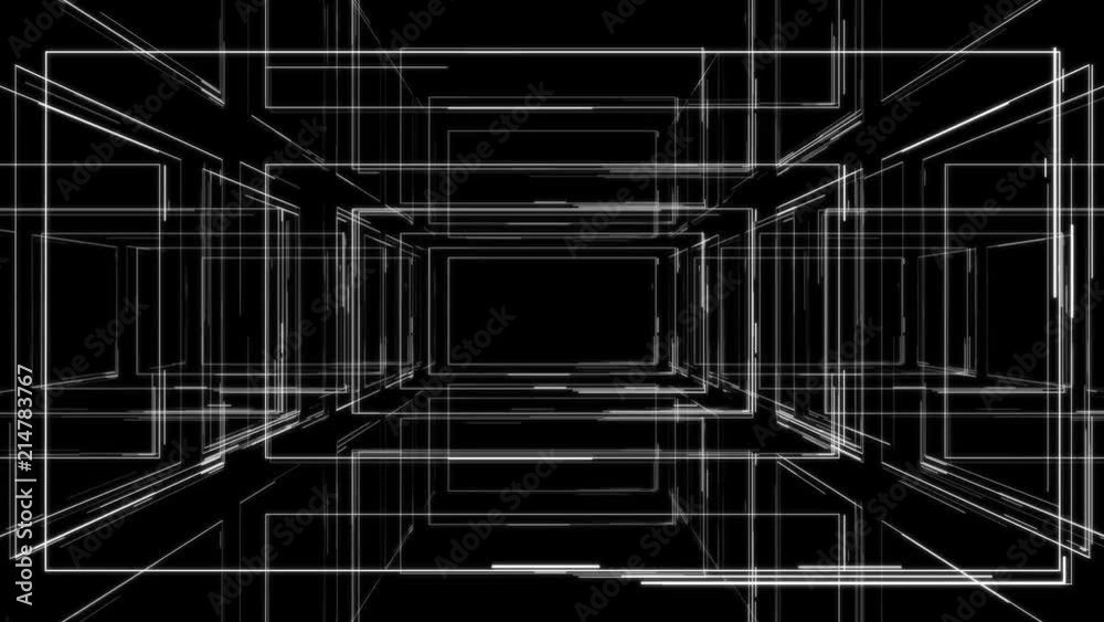 PNG alpha HUD frame tunnel with lines and rectangles.Technological intro. Lines and stripes animation.Techno background. Type 1