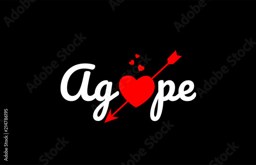 Quadro em tela agape word text with red broken heart