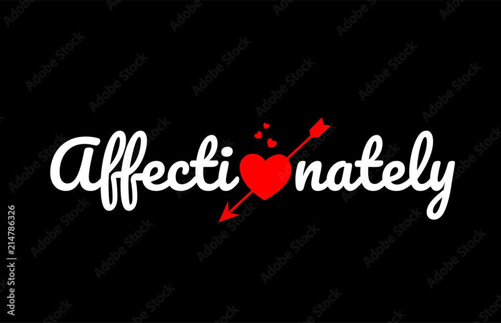 affectionately word text with red broken heart affectionately word text with red broken heart
