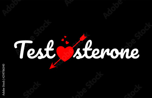 testosterone word text with red broken heart