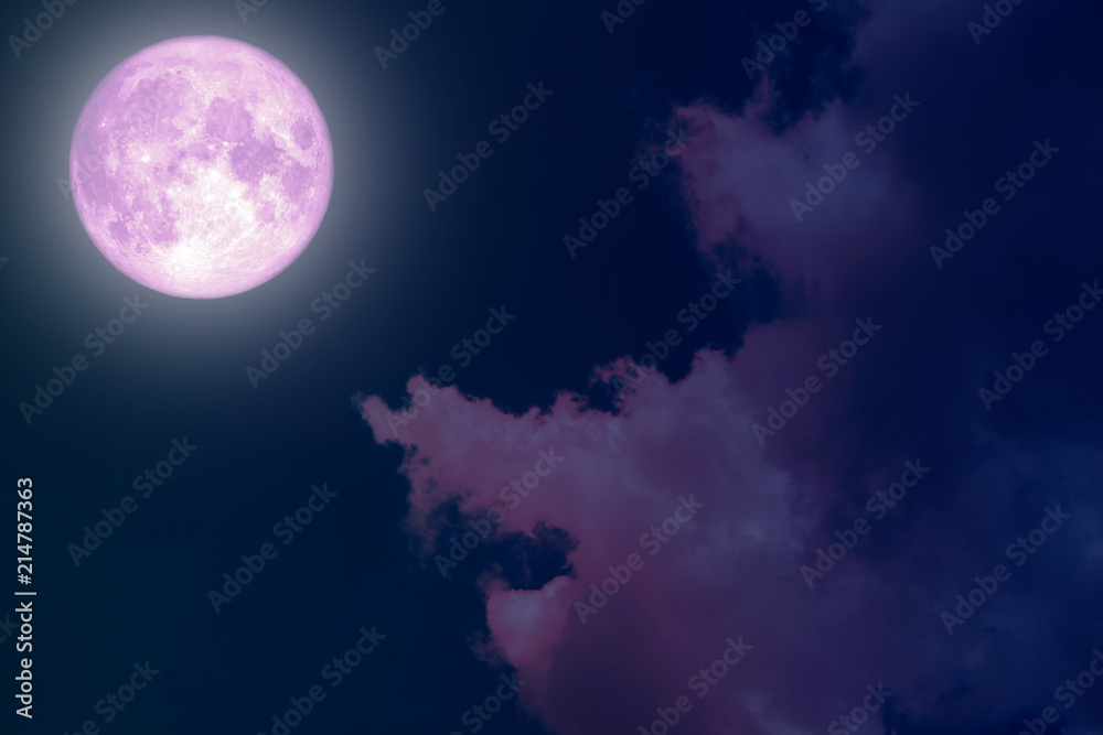 super full pink moon back silhouette night sky