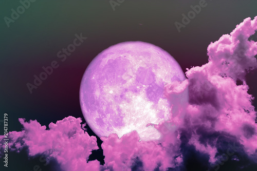 super full pink moon back silhouette night magenta sky
