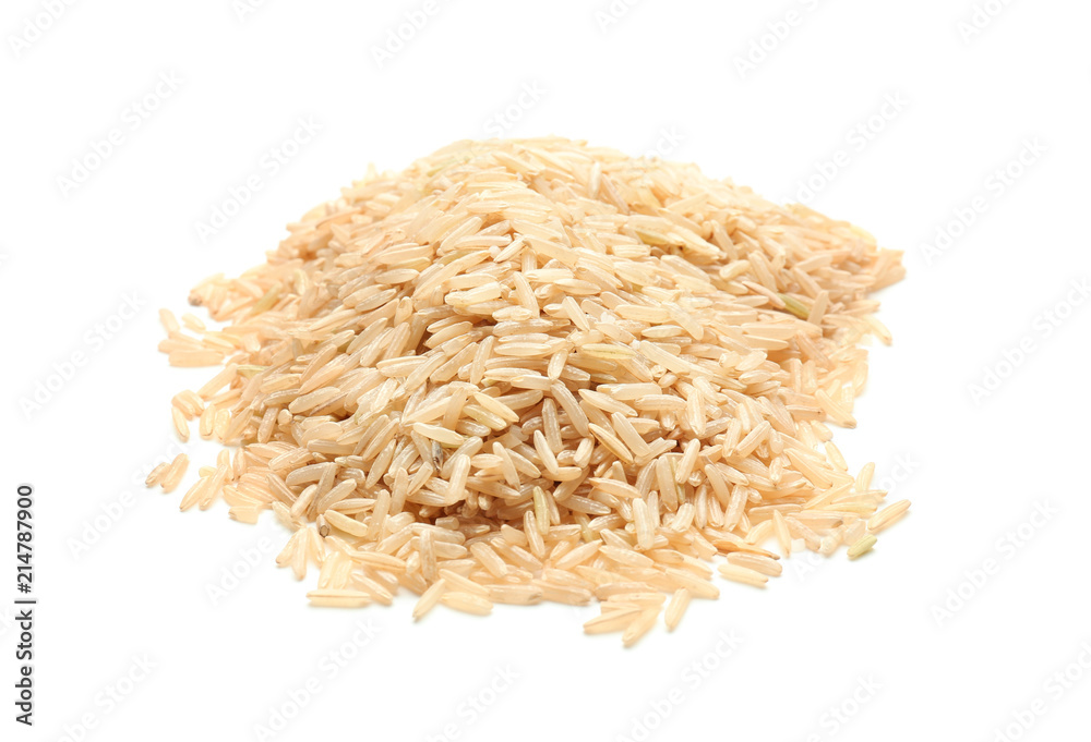 Pile of brown rice on white background Pile of brown rice on white background