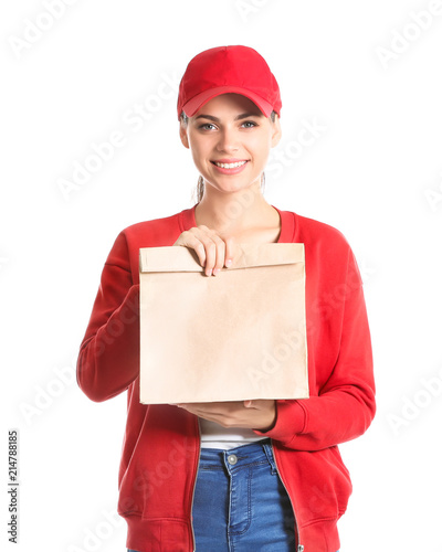 Young woman with paper bag ...