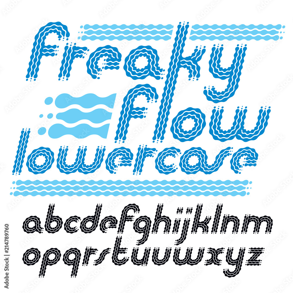 Vector lowercase modern pop alphabet letters set. Rounded bold italic retro  font, typescript can be used as logo design element. Created using waves,  flowing lines. Stock Vector | Adobe Stock