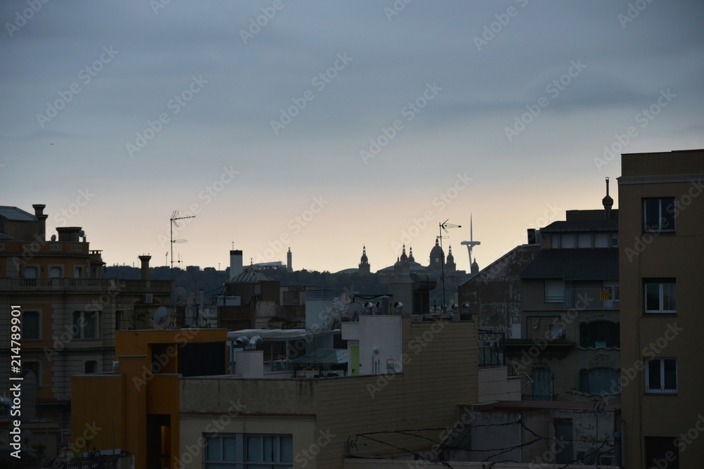 View with top to evening Barcelona. View with top to evening Barcelona.