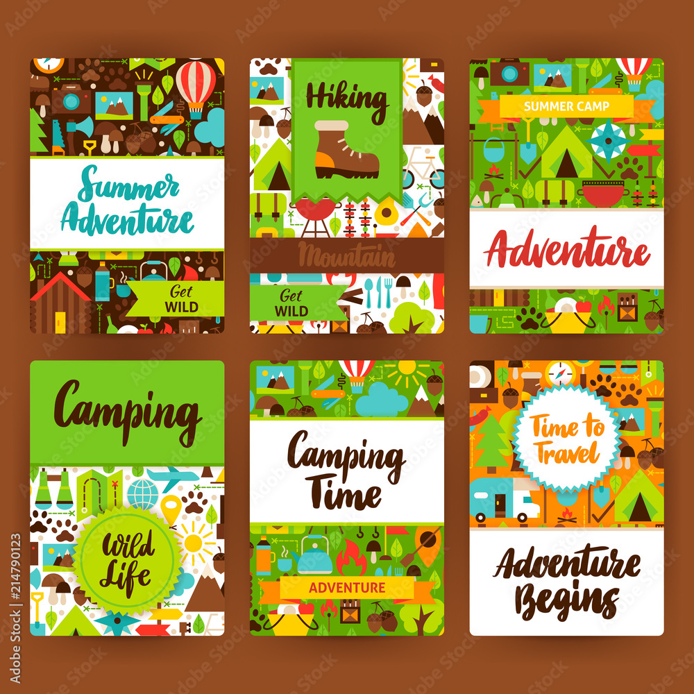 Camping Invitation Template Set Stock Vector Adobe Stock